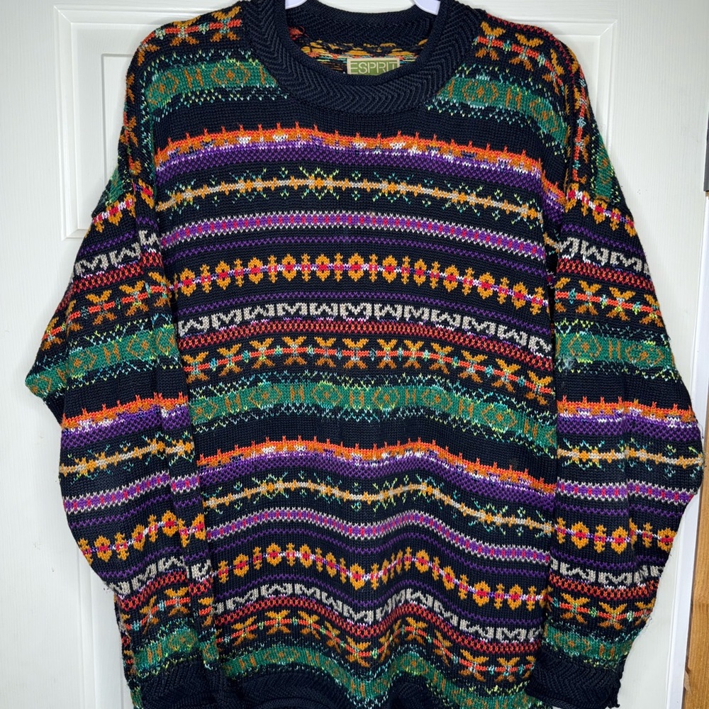 Espirit Women's Crewneck Knit Sweater 90s Vintage, LARGE